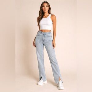 Fashion Nova Light Blue Straight Leg Jeans